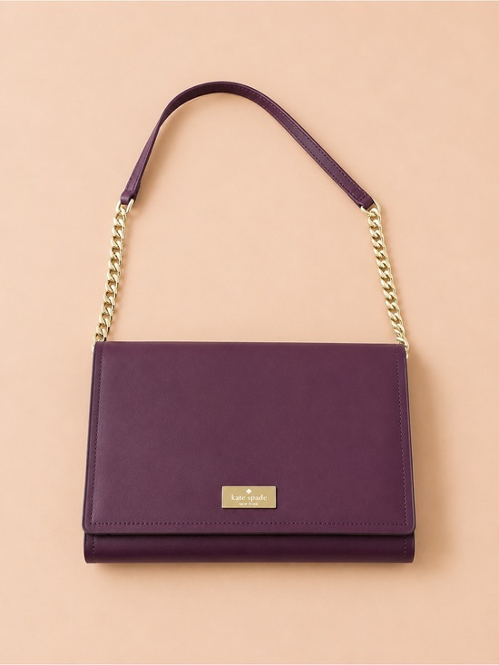 kate spade Handbags - Kate Spade New York Plum Leather Shoulder Bag Gold Chain Burgundy Purse